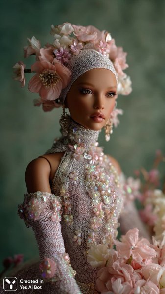 Элегантная кукла ручной работы в вечернем платье. Нейронная сеть Миджорни