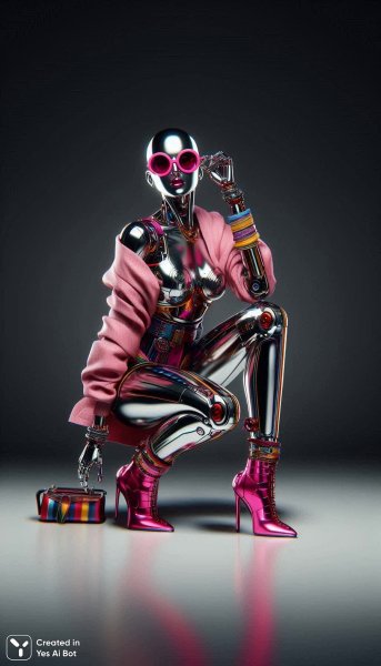 Робокопия в стиле восьмидесятых с яркими аксессуарами и футуристическим образом. Генерация из нейронной сети Dalle