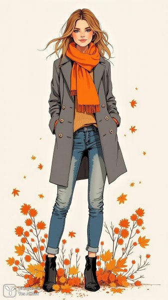 Осенний стиль и яркие краски в городском пейзаже. Генерация из нейросети Flux.1