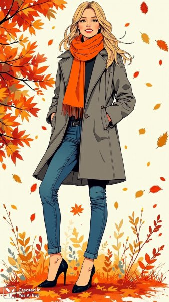 Яркая осень и модный образ современной девушки. Генерация из нейросети Flux