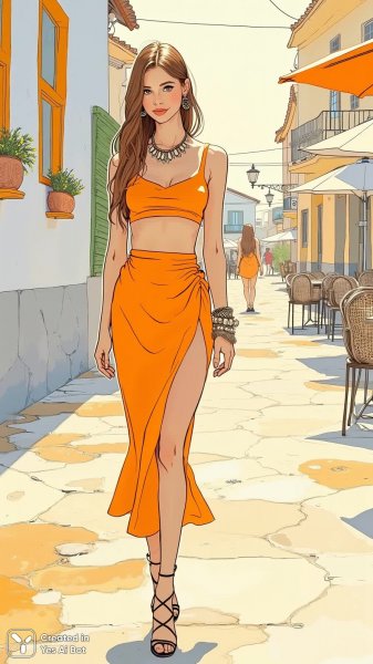 Яркий образ: мода и стиль в солнечном летнем настроении. Изображение из нейросети Flux.1