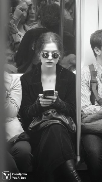 Отражение в поезде: футуристическая встреча и тайна лица. Картинка из нейросети Midjourney