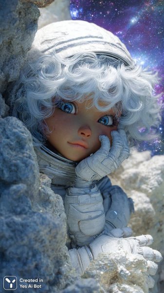 Маленькая девочка и светящаяся планета: космическая нежность в профиль. Генерация из нейросети Миджорни