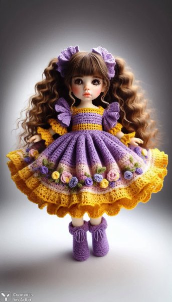 Кукла ручной работы в пижаде с длинными волосами. Нейронная сеть Dalle 3