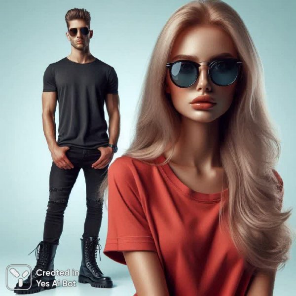 Современный дуэт: стиль и уверенность в кадре. Изображение из нейронной сети Далли 3
