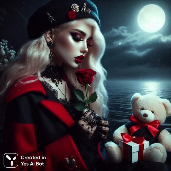 Таинственная встреча у моря в лунном свете. Нейросеть Dalle-3