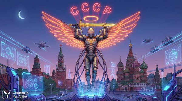 Небесный воин над Красной площадью: символ эпохи и вечности. Генерация из нейронной сети Nano Banana