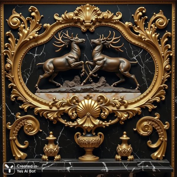 Роскошная антикварная композиция в стиле барокко с элементами неоклассицизма. Нейронная сеть Flux