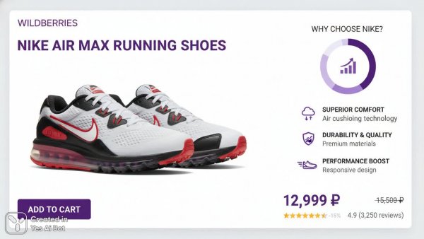 Дизайн карточек товаров: Кроссовки Nike против конкурентов. Нейронная сеть Nano-Banana