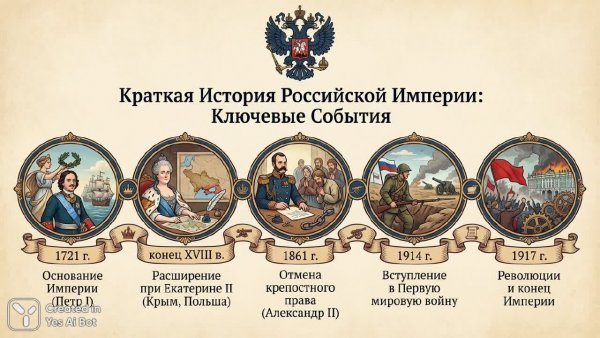 Основные вехи российской истории в формате инфографики. Нейронная сеть NanoBanana