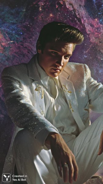 Элвис Пресли: Звезда космоса и золотой блеск. Нейросеть Midjourney