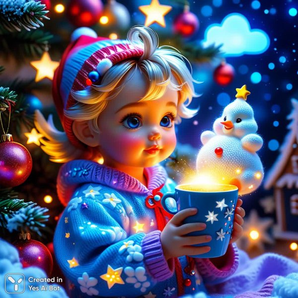 Волшебная аксолотль в новогоднем настроении: цифровая сказка Федотовой. Изображение из нейросети Stable Diffusion