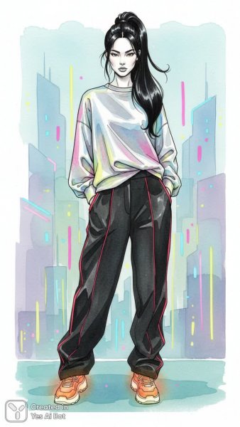 Яркий образ: мода и неоновый стиль на улицах. Нейронная сеть NanoBanana