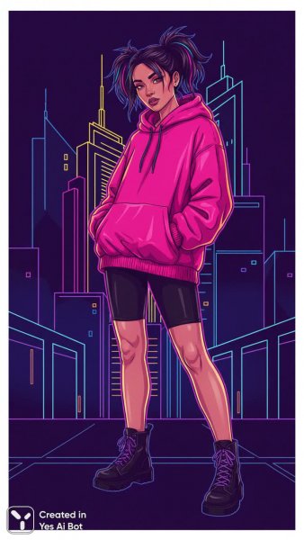 Неоновый стиль: дерзкий образ в розовом и черном. Генерация из нейронной сети Нано Банана