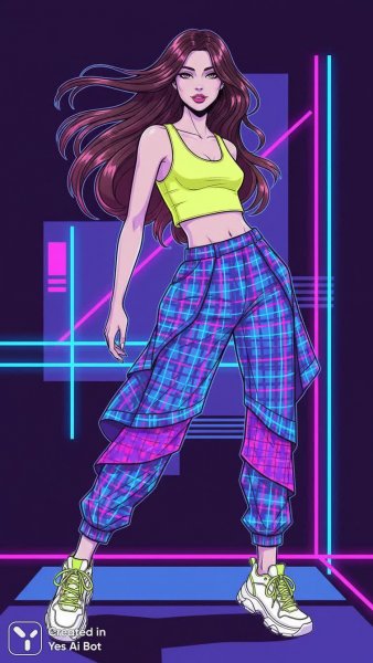 Яркий образ современной модели в неоновом стиле. Картинка из нейросети Нано Банана