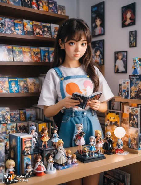 Девушка-коллекционер и мир аниме будущего. Генерация из нейросети Stable Diffusion