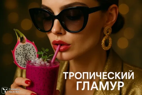 Экзотический коктейль: стиль и тайна тропического гламура. Нейронная сеть Sora Ai Images