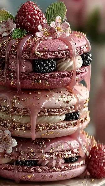 Ягодный десерт в розовых тонах: наслаждение вкусом и цветом. Картинка из нейронной сети Midjourney