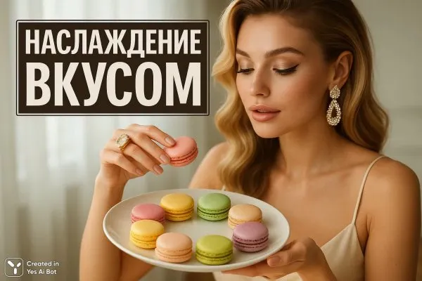 Изысканные макаруны и стиль жизни инфлюенсера в лучах мягкого света. Изображение из нейронной сети Sora