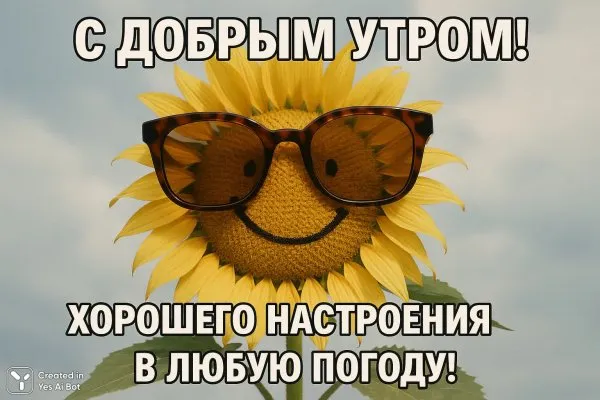 Утреннее настроение подсолнуха и позитивный настрой. Генерация из нейросети Sora