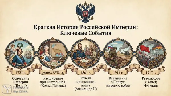 Основные вехи российской истории в формате инфографики. Нейронная сеть NanoBanana