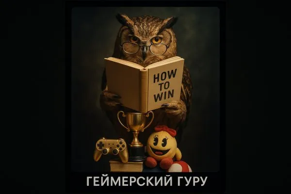Мудрый филин и геймерские трофеи: пособия по выигрышу. Картинка из нейросети Sora images Ai