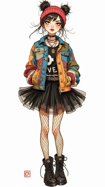 Модный бунт: дерзкий образ в стиле Vivienne Westwood и Marc Jacobs. Генерация из нейросети Flux.1