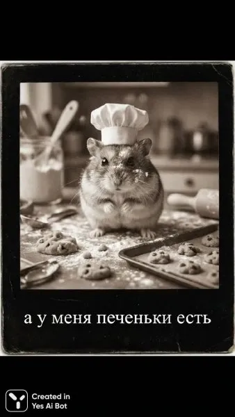 Печеньки у хомяка: кулинарный провал и мотивация к действию. Картинка из нейросети NanoBanana