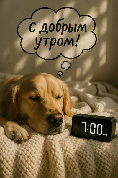 Утреннее спокойствие золотистого ретривера. Картинка из нейронной сети Sora