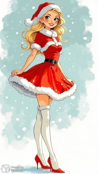 Яркий образ в стиле Рождества: Модная модель и праздничное настроение. Генерация из нейронной сети Flux 1