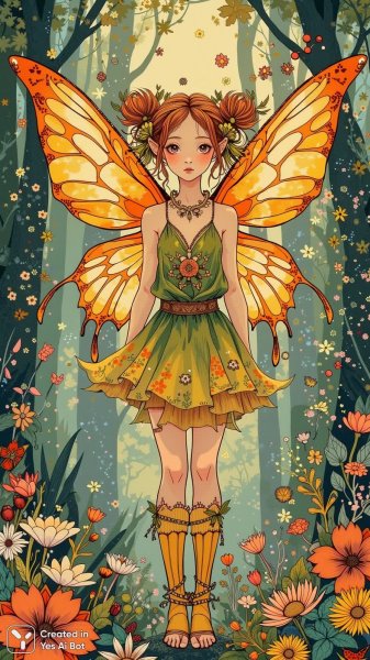 Волшебная фея в сказочном лесу: яркая иллюстрация с деталями и сиянием. Изображение из нейросети Flux