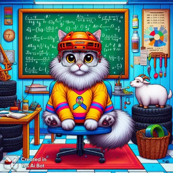 Невролог, хоккейный кот и снежная коза: абсурдная зимняя фантазия. Генерация из нейросети Далли 3