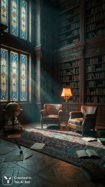 Атмосфера старинной библиотеки и утонченного комфорта. Нейронная сеть Нано Банана