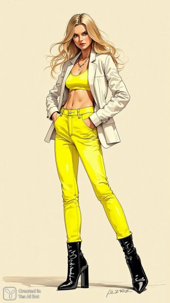 Яркий образ: мода и неоновые акценты в студии. Генерация из нейросети Flux Ai