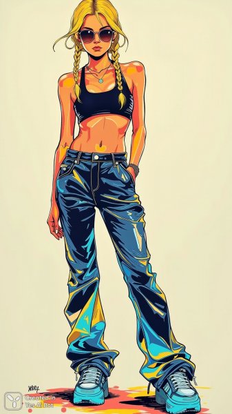 Неоновый стиль: мода, дерзость и блеск в ярком образе современной модели. Генерация из нейронной сети Flux