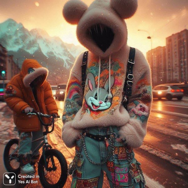 Ностальгическая эстетика: пленка, ночь и неоновый бунт под снегом. Нейросеть Dalle 3