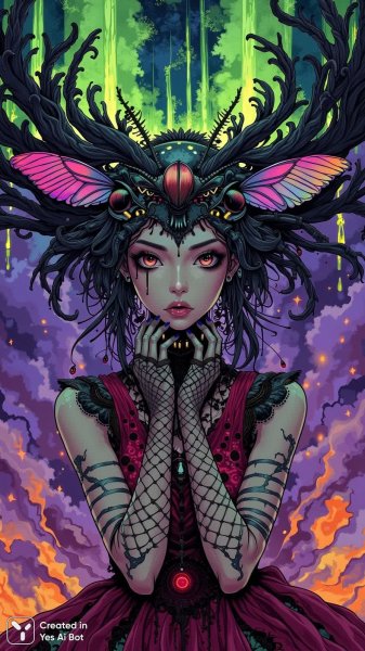 Таинственная красота: Неоновые воды и древние секреты. Изображение из нейросети Flux 1