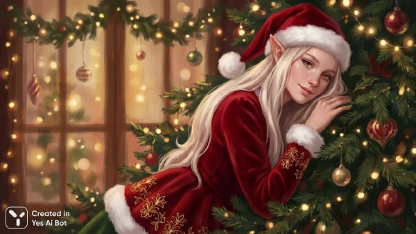 Волшебная эльфийка в рождественском убранстве: сказка на Новый год. Нейронная сеть Нано Банана