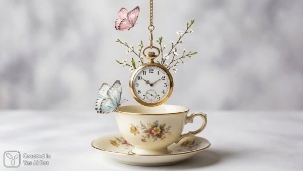 Золотое время и нежные крылья: утонченная элегия в стиле ретро. Изображение из нейронной сети Нано Банана