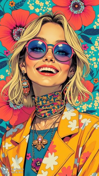 Яркая городская красотка в неоновых красках и стильных аксессуарах. Изображение из нейросети Flux Ai