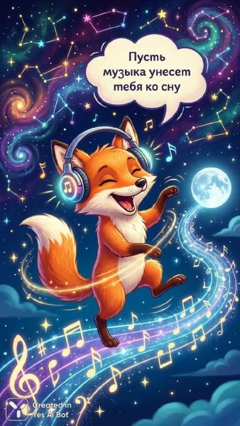 Лиса под луной и музыкой: ночная сказка о волшебном танце. Генерация из нейросети Нано Банана