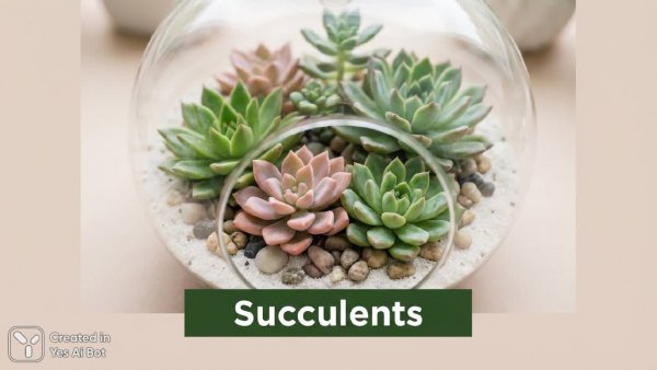 Миниатюрный мир суккулентов в стеклянном террариуме: спокойствие и красота природы. Нейросеть NanoBanana