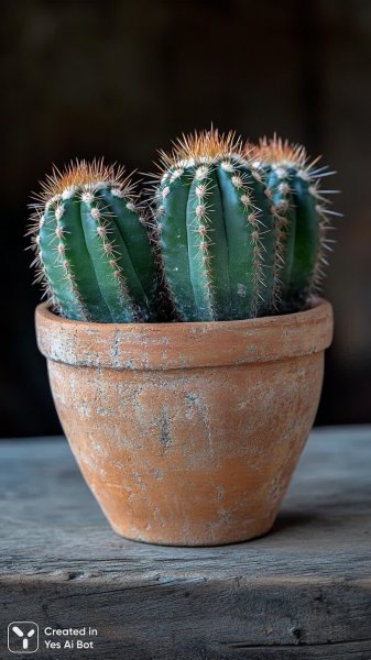 Катус в горшке: фотореалистичный декор стола. Генерация из нейронной сети Midjourney