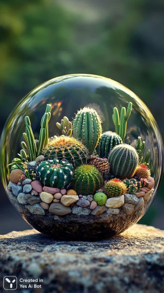 Террариум с кактусами: миниатюрный сад в стекле. Нейронная сеть Миджорни