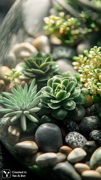 Террариум с суккулентами: ожившая природа в деталях и макросъемке. Нейросеть Миджорни