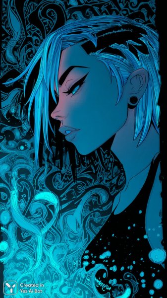 Яркая панк-девушка в неоновых красках и граффити. Генерация из нейронной сети Миджорни