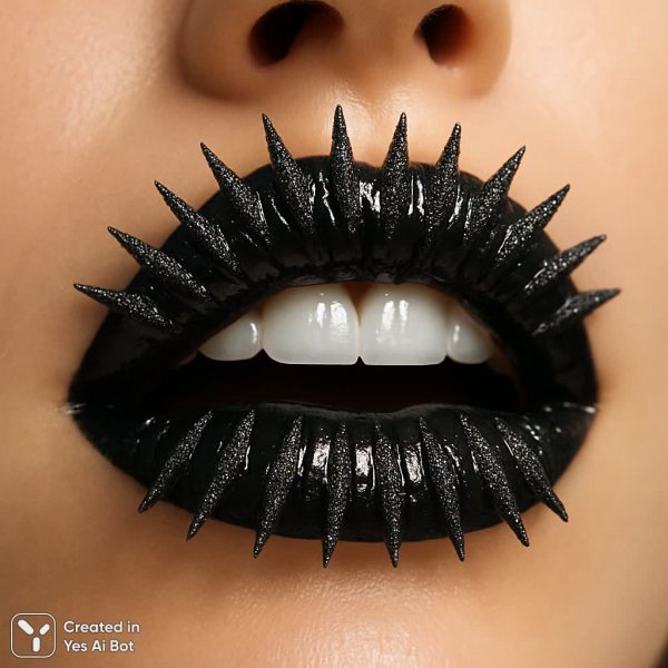 Блестящие губы с шипами и мерцающим сиянием. Изображение из нейронной сети Sora Images