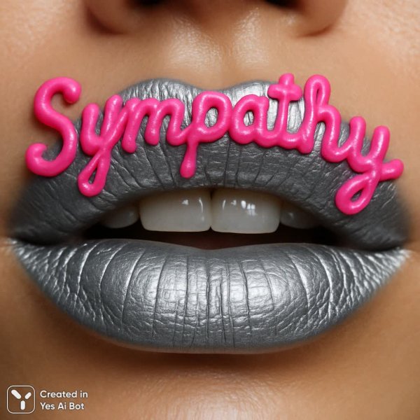 Серебряные губы и надпись любовь розовым кремом: фотореалистичный портрет. Нейросеть Sora Image