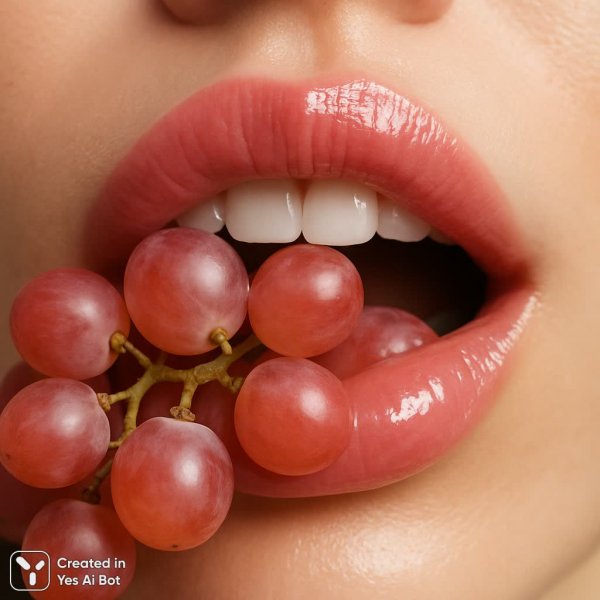 Изысканная красота: губы с виноградом в деталях. Изображение из нейросети Sora Image