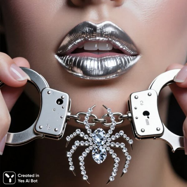 Серебряные губы в алмазном коконе: гиперреалистичная провокация. Нейронная сеть Qwen images Ai